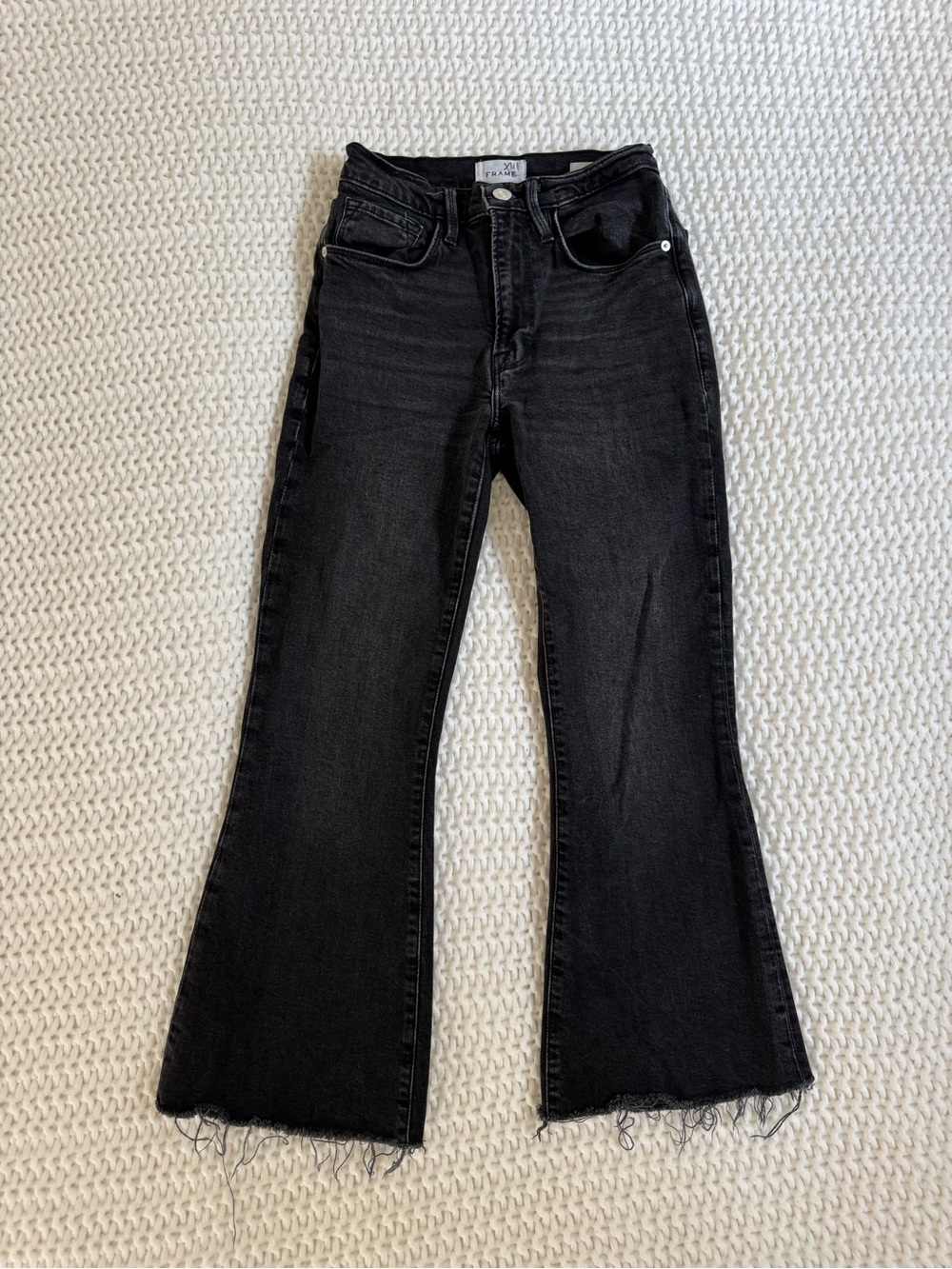Frame Denim Black High-Rise Flare Jeans